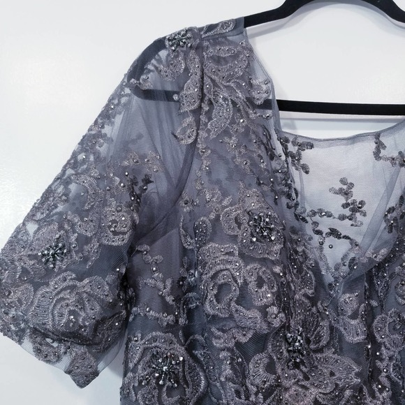 Montage by Mon Cheri Embellished Rhinestones Short Sleeves Lace Long Gown - Picture 4 of 10